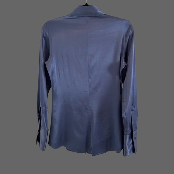 ZARA Satin - Effect Button-Down – XS – Smoky Steel Blue - Picture 2 of 3
